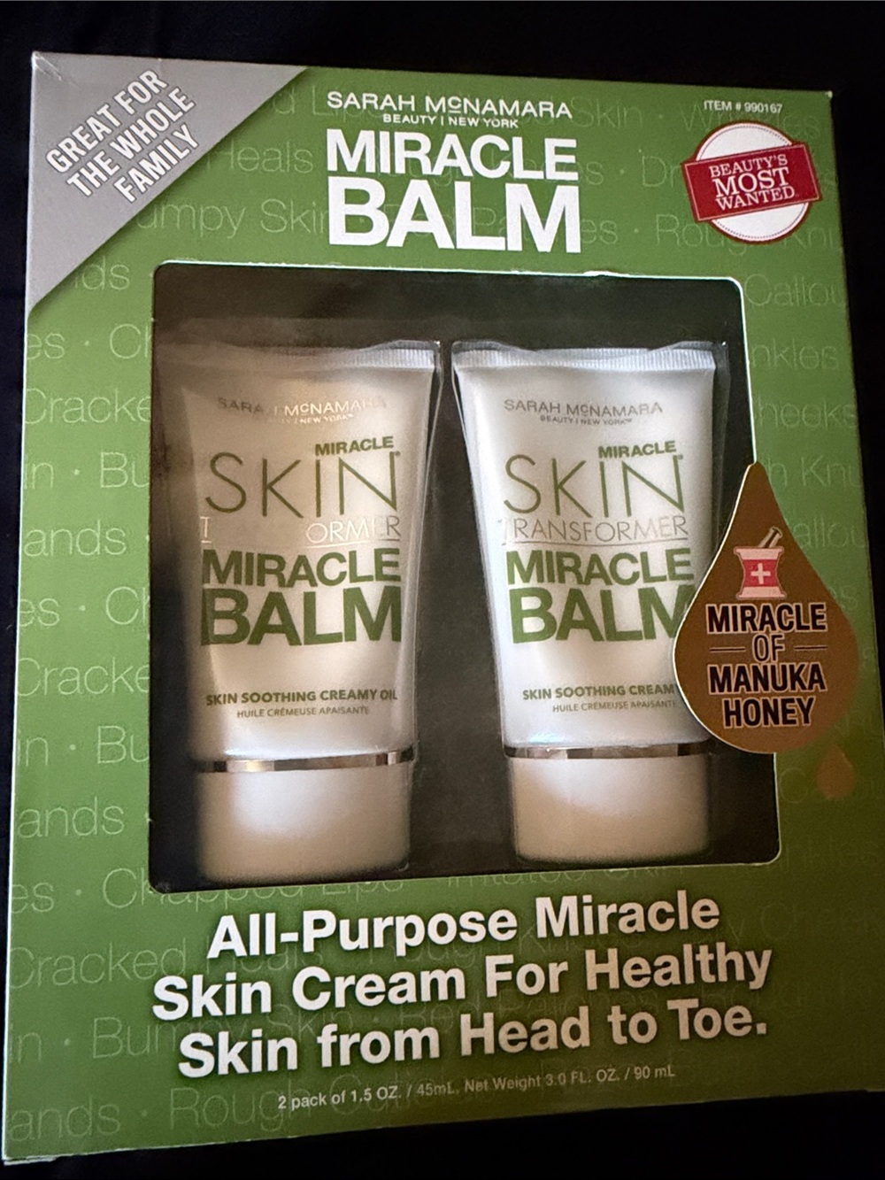 Sarah McNamara Beauty Miracle Balm 2 pack all purpose skin cream 1.5 oz tubes